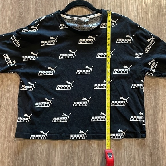Puma Women T-Shirt Medium Black Logo Print Cotton Athletisure Streetwear Workout - Picture 11 of 12